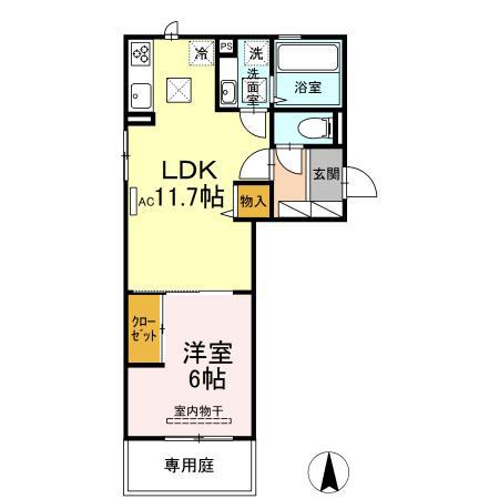 グランフォレMII(1LDK/1階)の間取り写真