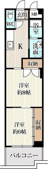 02ENSHOW2(2K/6階)の間取り写真