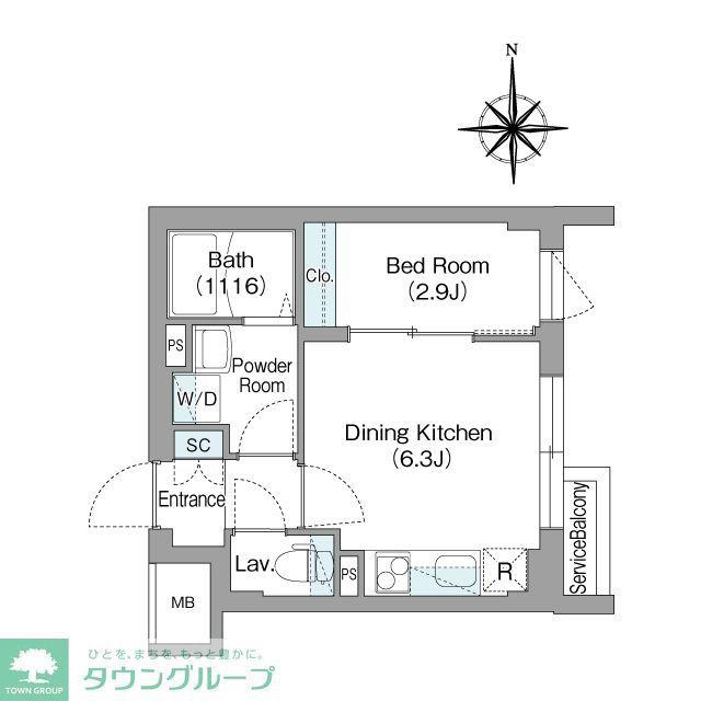 スタイリオフィット新丸子(1DK/4階)の間取り写真