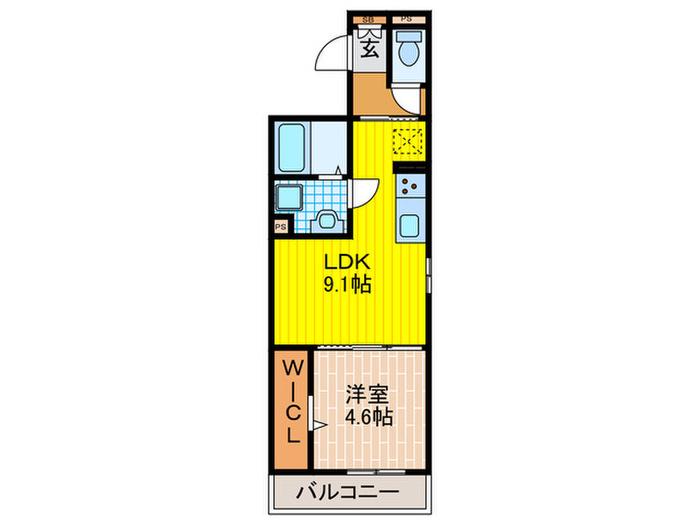 シャンテ東館(1LDK/2階)の間取り写真