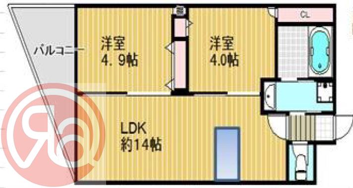 CAP DE RINBYE(2LDK/5階)の間取り写真