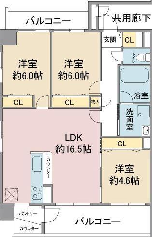 グランヒルズ猫洞(3LDK/4階)の間取り写真