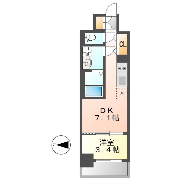 ARTIZA金山(1DK/5階)の間取り写真