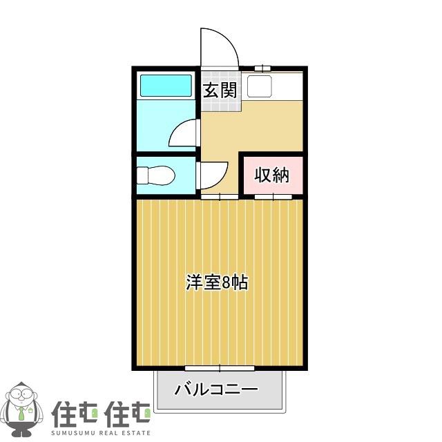 青木ヒルズα-3(1K/2階)の間取り写真