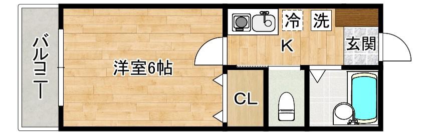 フルーレ南方(1K/2階)の間取り写真