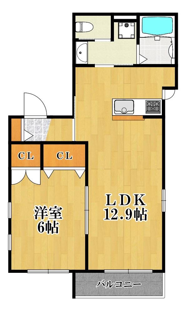 ARCOBALENO(1LDK/3階)の間取り写真