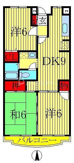 第3パールメゾン増田(3DK/4階)の間取り写真