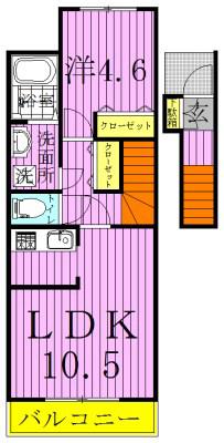 ラ・ルーチェA(1LDK/2階)の間取り写真
