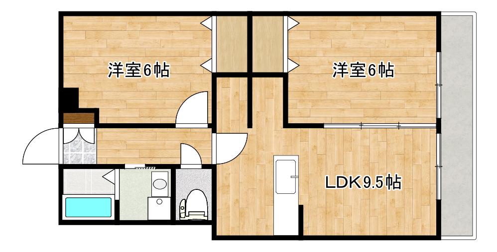 モンテベルデ吉野(2LDK/2階)の間取り写真