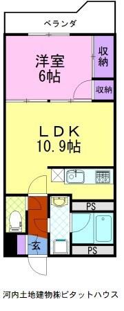 御幸パークマンション(1LDK/3階)の間取り写真