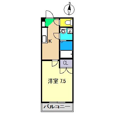 サンホーム南国(1K/1階)の間取り写真