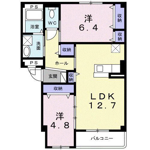 ウエルリッチ(2LDK/2階)の間取り写真