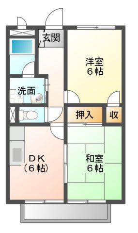 ムーンリバーA棟(2DK/2階)の間取り写真