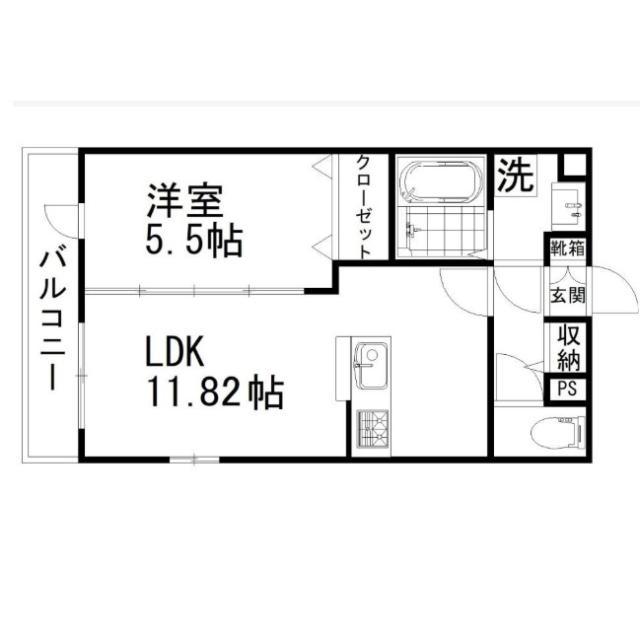 メゾン・ブロン(1LDK/2階)の間取り写真