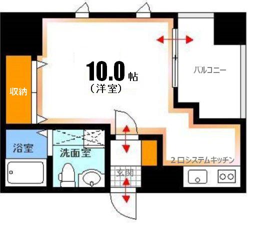 オリエントビル イーストタワーNO.76(1K/16階)の間取り写真