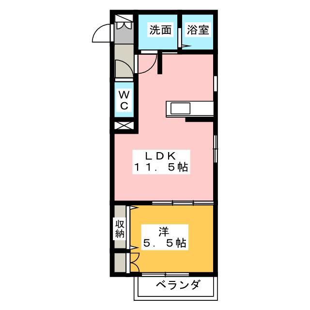 ヘーベルメゾン津・栄町(1LDK/2階)の間取り写真