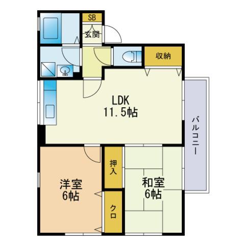 ロイヤルハウス副田(2LDK/2階)の間取り写真