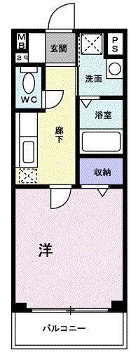ウエストコート西山(1K/2階)の間取り写真