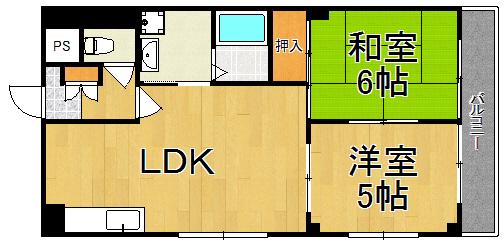 パープルウエスト(2LDK/3階)の間取り写真