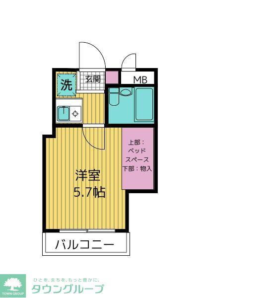 クラブコート志木(1K/2階)の間取り写真