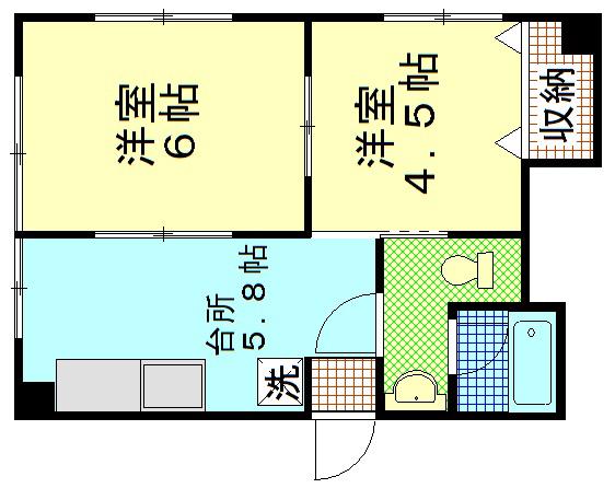 中島ビル(2K/3階)の間取り写真