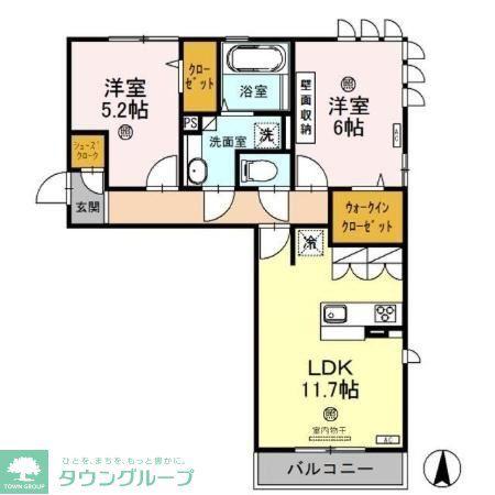 ロイジェントパークス レイクタウン III M(2LDK/2階)の間取り写真
