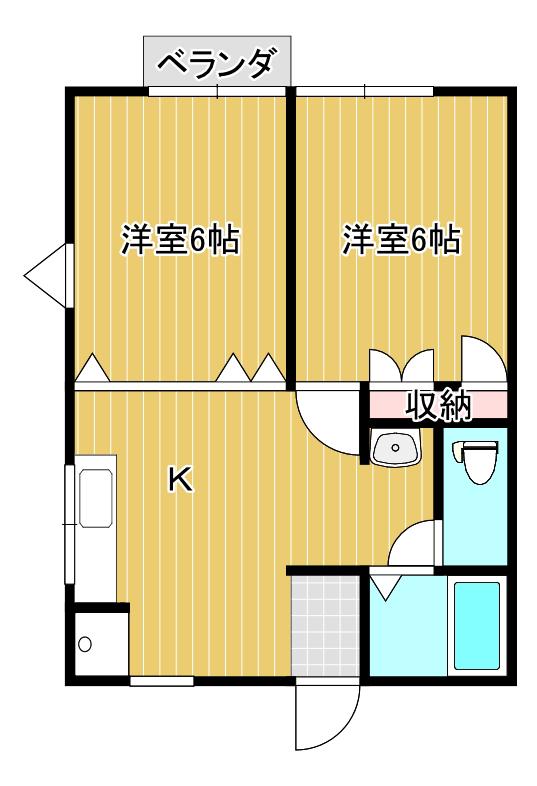 グランモア南後箇(2K/2階)の間取り写真