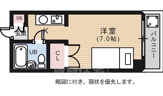 インパクト広瀬2(1K/4階)の間取り写真