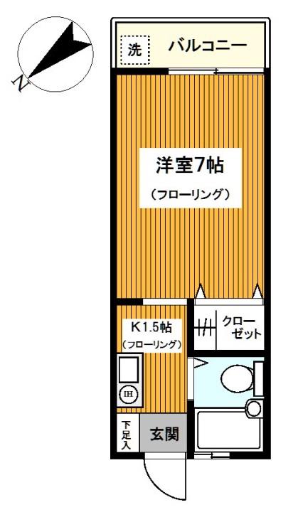 Nハイツ(1K/2階)の間取り写真