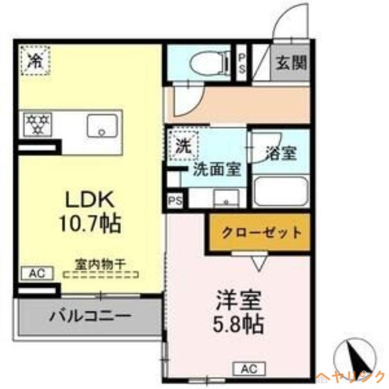 セレスティア唐山町(1LDK/3階)の間取り写真
