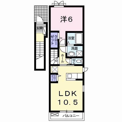 CROSS RIDGE I(1LDK/2階)の間取り写真