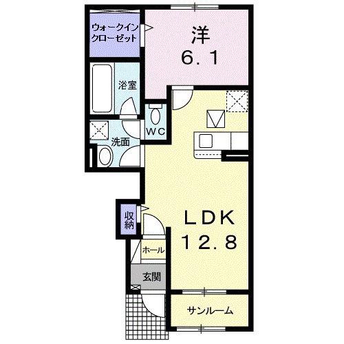 ハウオリ I(1LDK/1階)の間取り写真