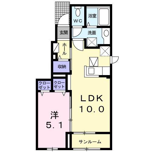 サニーメゾン(1LDK/1階)の間取り写真