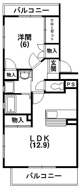 アクアブロー1(1LDK/4階)の間取り写真