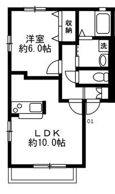 プリーマB(1LDK/1階)の間取り写真