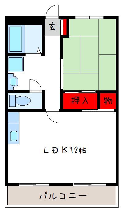 東山本ハイツ(2DK/6階)の間取り写真