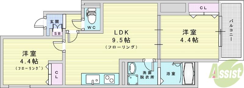 D PORTAL HARVEST(2LDK/3階)の間取り写真