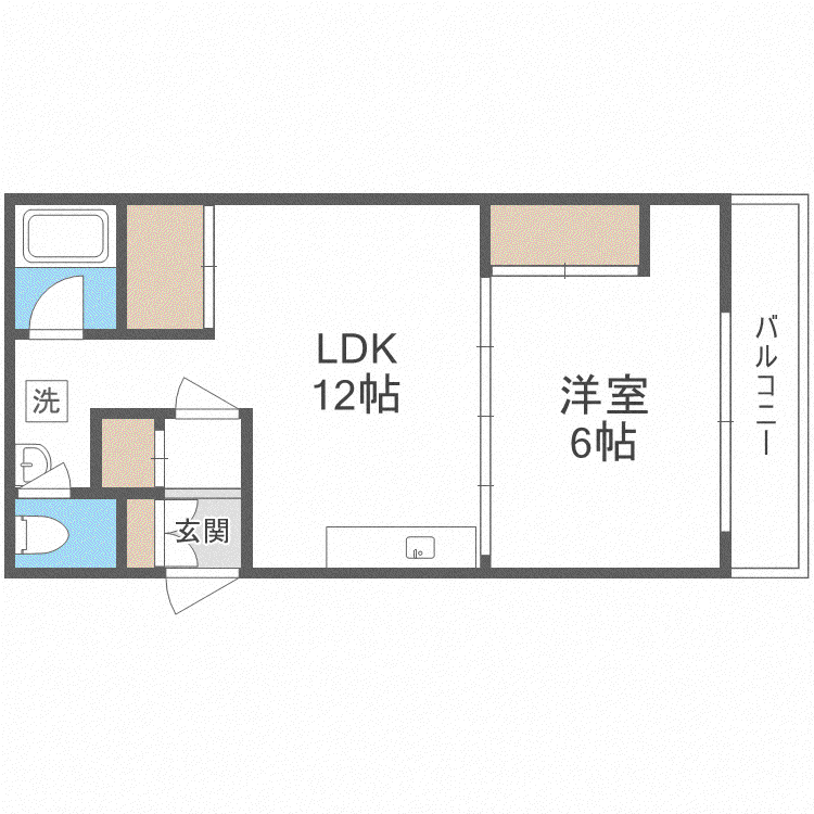 アーバン北2条ビル(1LDK/6階)の間取り写真
