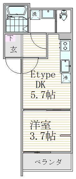 フォーサイト千葉寺(1DK/1階)の間取り写真