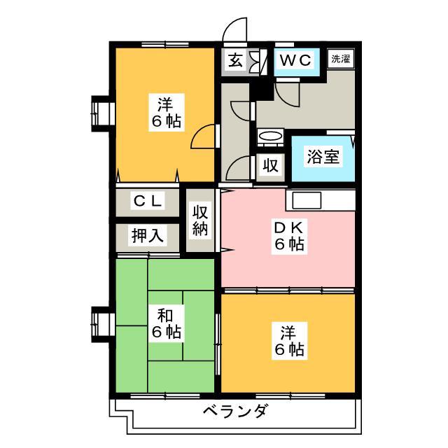 サクラメント(3DK/2階)の間取り写真