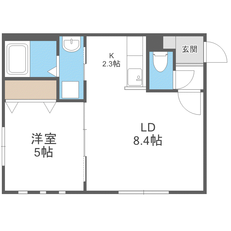 グランディール円山ウエスト(1LDK/3階)の間取り写真