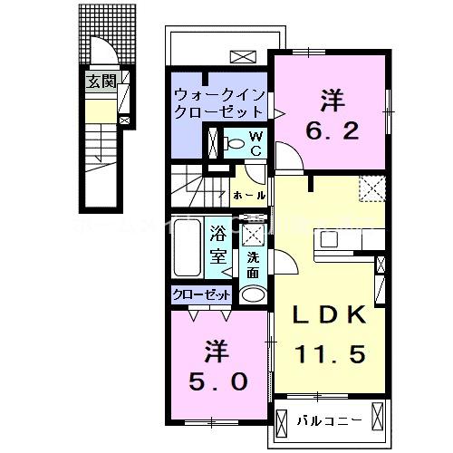 LUMIERE II(2LDK/2階)の間取り写真