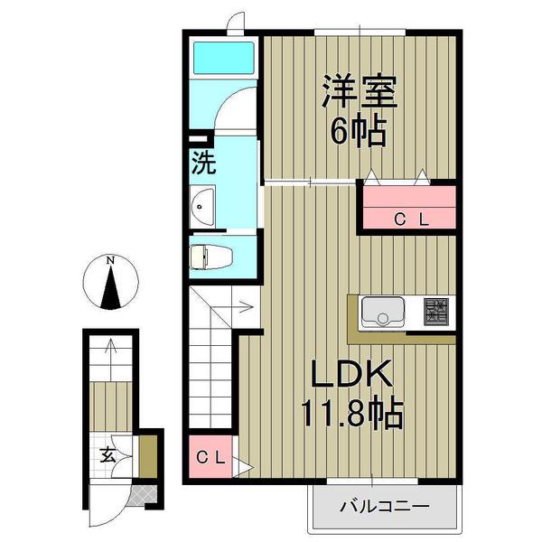 ルーチェ鎌倉(1LDK/2階)の間取り写真
