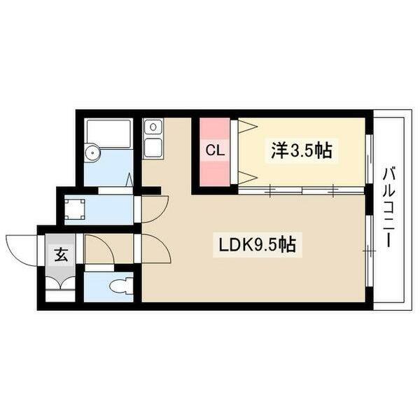 XーOVER21覚王山(1LDK/3階)の間取り写真