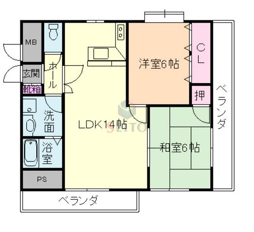 ソレイユ南町(2LDK/3階)の間取り写真