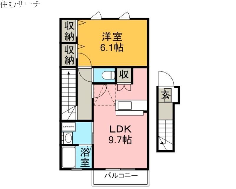 サーラ・マンジェA棟(1LDK/2階)の間取り写真