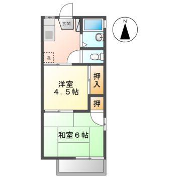 コーポ錦(2K/2階)の間取り写真