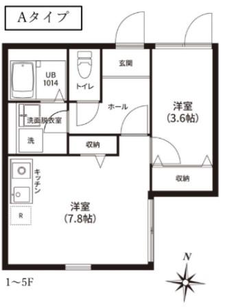 レピュア亀戸レジデンス(1DK/2階)の間取り写真