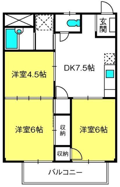 ヨシダハイツ(3DK/2階)の間取り写真