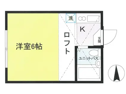 ユアハイムB棟(ワンルーム/1階)の間取り写真